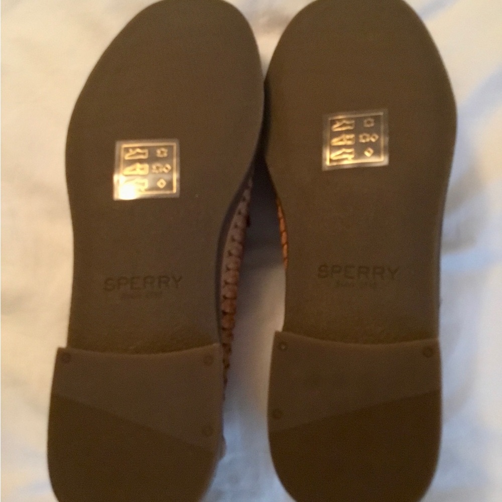 Sperry Womens Woven Tan Leather Penny Loafers - Picture 6 of 7